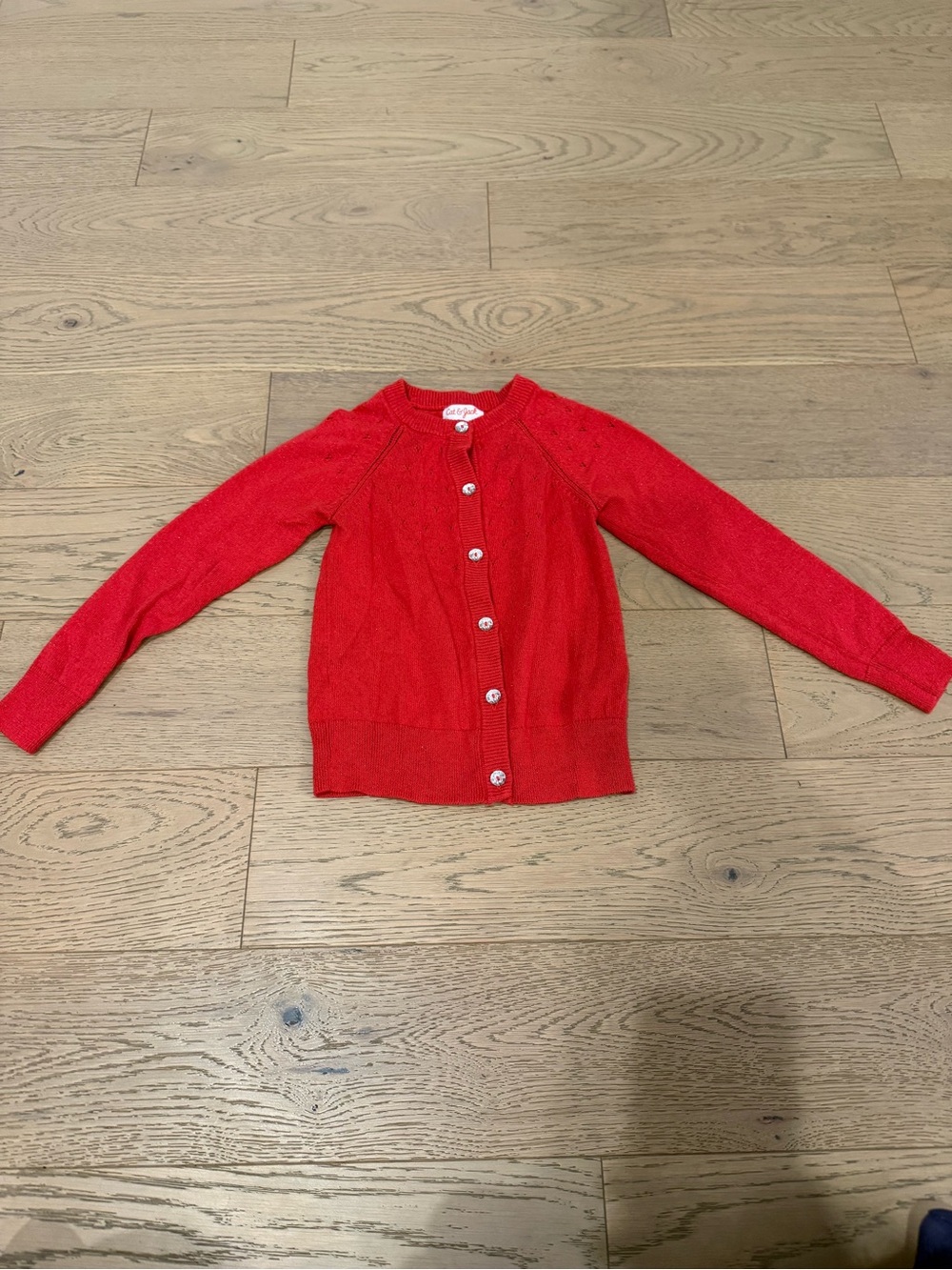Cat & Jack Girls 4T Red Button Front Cardigan Sweater Long Sleeve